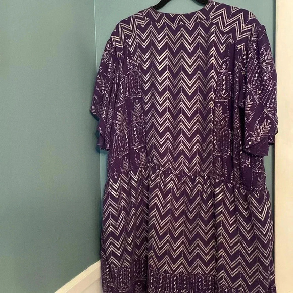 Free People shift dress - purple with metallic pattern -large - great condition - Picture 7 of 7